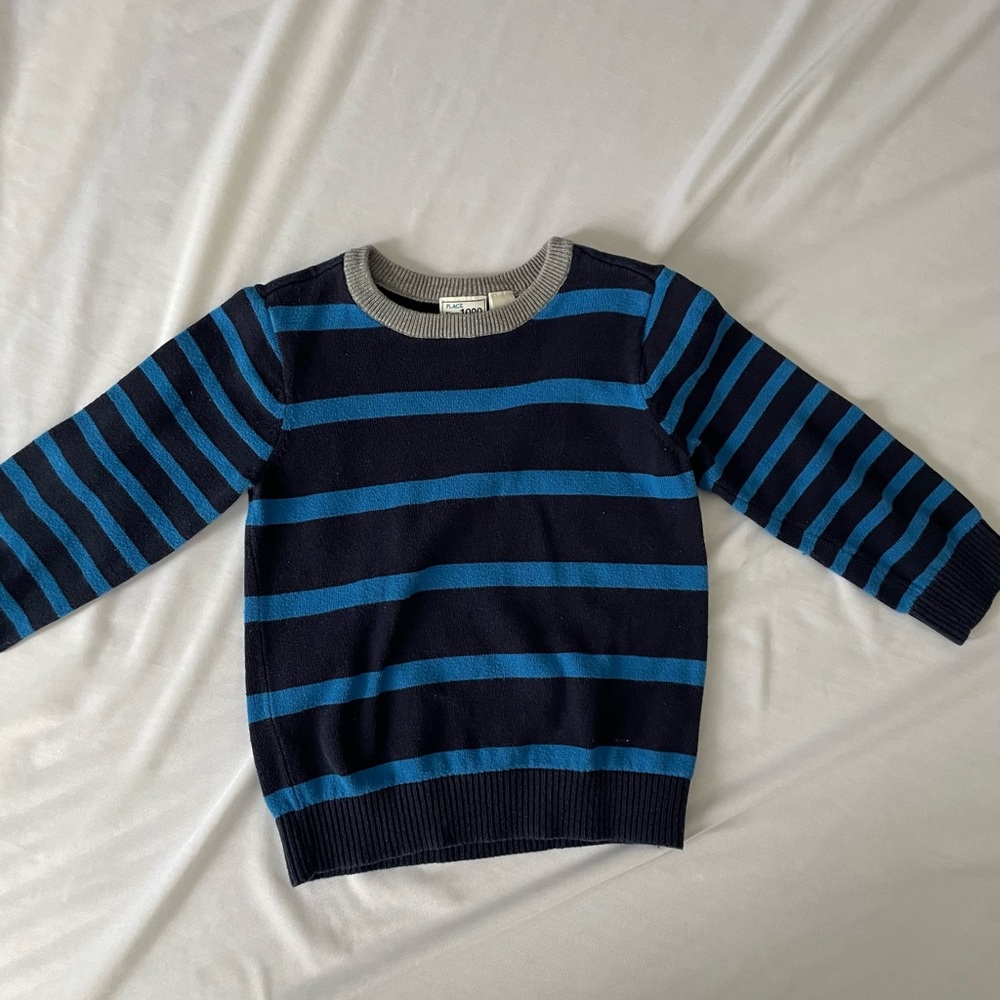 Children’s Place 4T Navy and Blue Striped Crewneck Sweater